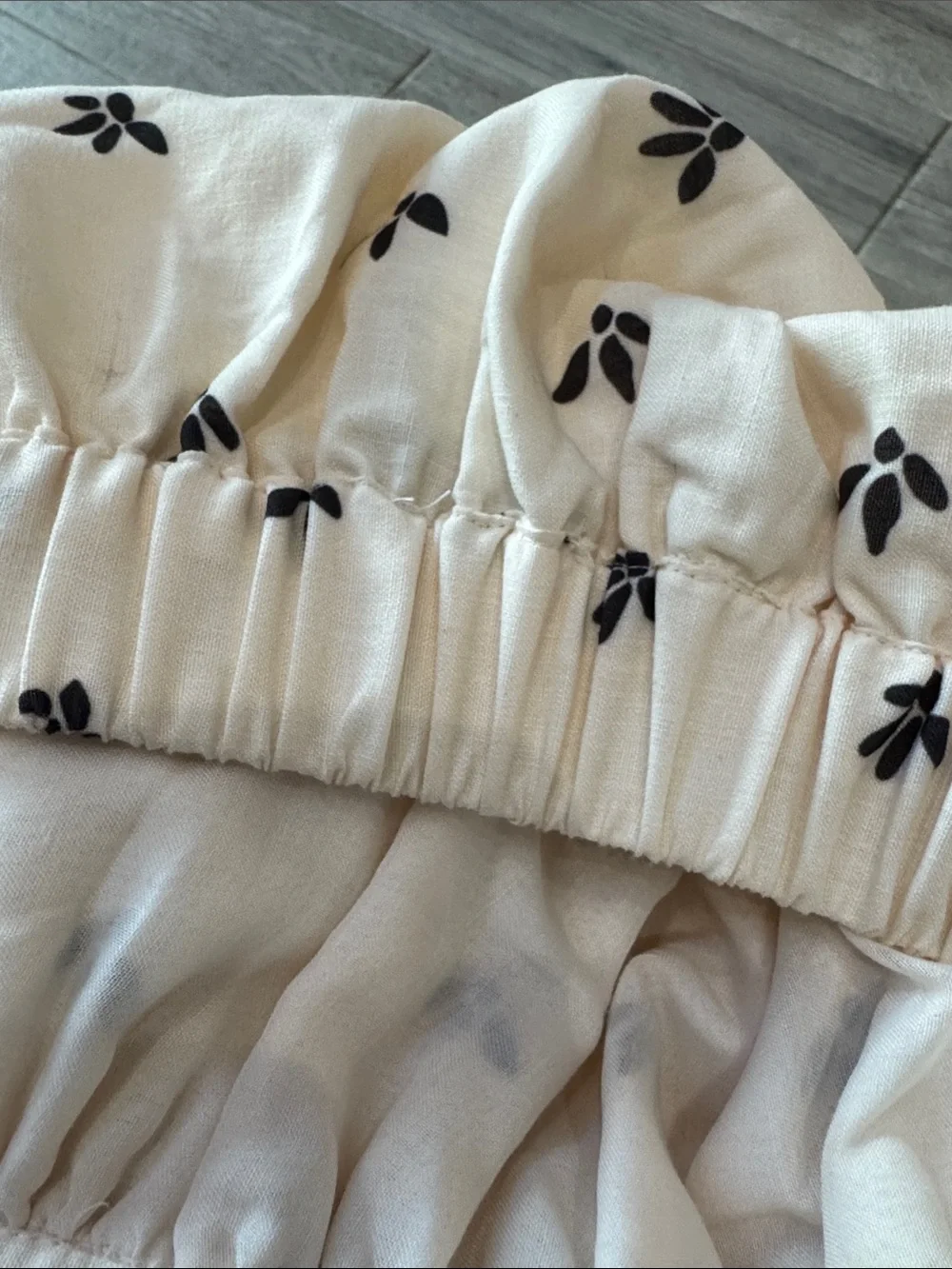 Tahari Cream and Black Botanical Print faux wrap Midi Skirt